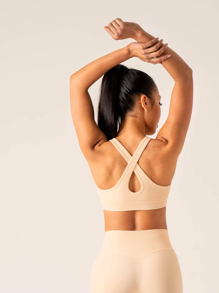 Ryderwear Circuit Rib Seamless Sports Bra Peach Sorbet | DOUP-14760