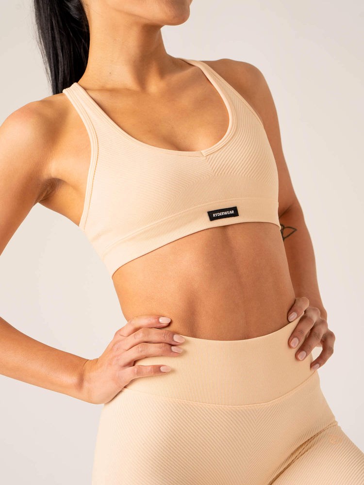 Ryderwear Circuit Rib Seamless Sports Bra Peach Sorbet | DOUP-14760