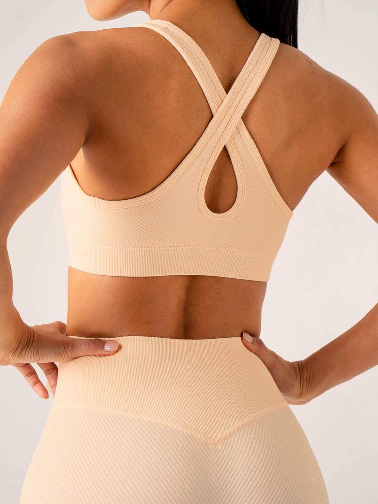 Ryderwear Circuit Rib Seamless Sports Bra Peach Sorbet | DOUP-14760