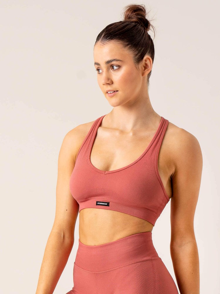 Ryderwear Circuit Rib Seamless Sports Bra Červené | EHGA-83059