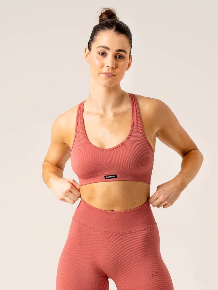 Ryderwear Circuit Rib Seamless Sports Bra Červené | EHGA-83059