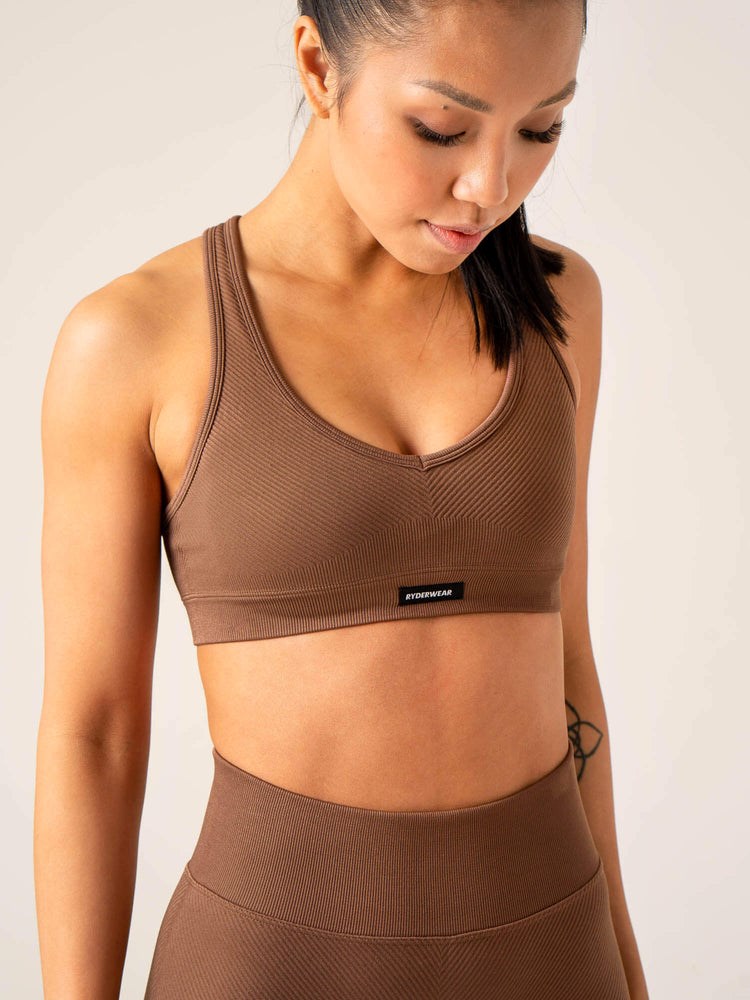 Ryderwear Circuit Rib Seamless Sports Bra Čokolády | QECX-23086