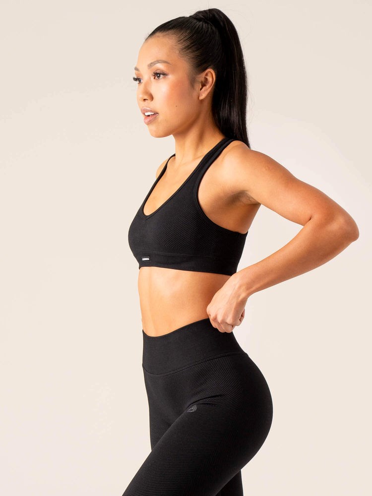 Ryderwear Circuit Rib Seamless Sports Bra Černé | ZXVI-23781