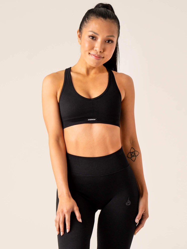 Ryderwear Circuit Rib Seamless Sports Bra Černé | ZXVI-23781