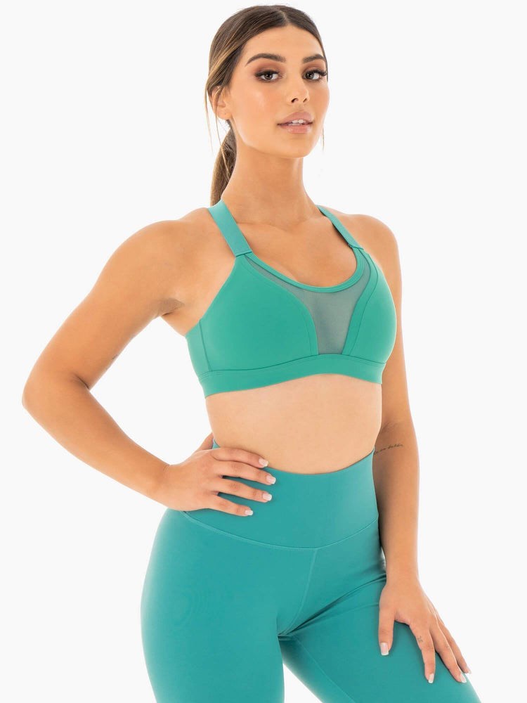 Ryderwear Collide Mesh Contour Sports Bra Tyrkysové | CTBN-91257