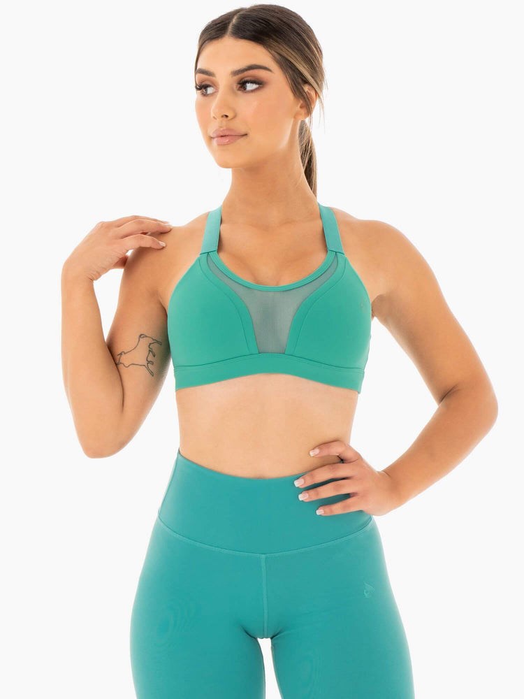 Ryderwear Collide Mesh Contour Sports Bra Tyrkysové | CTBN-91257