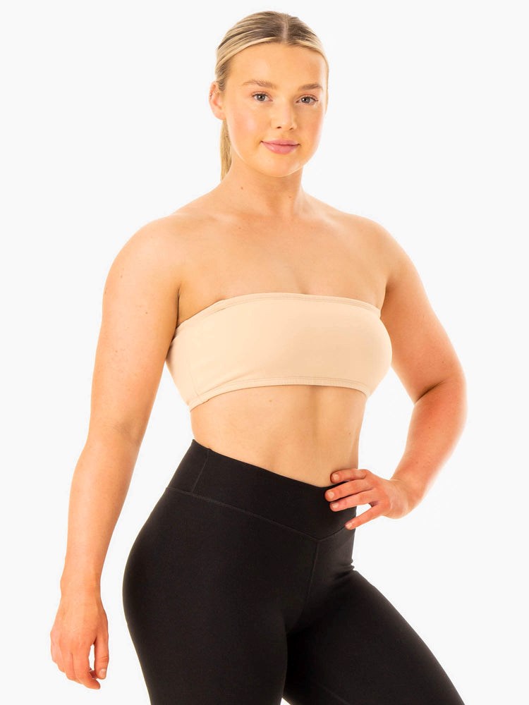 Ryderwear Convertible Bandeau Sports Bra Sand | BYDN-45806