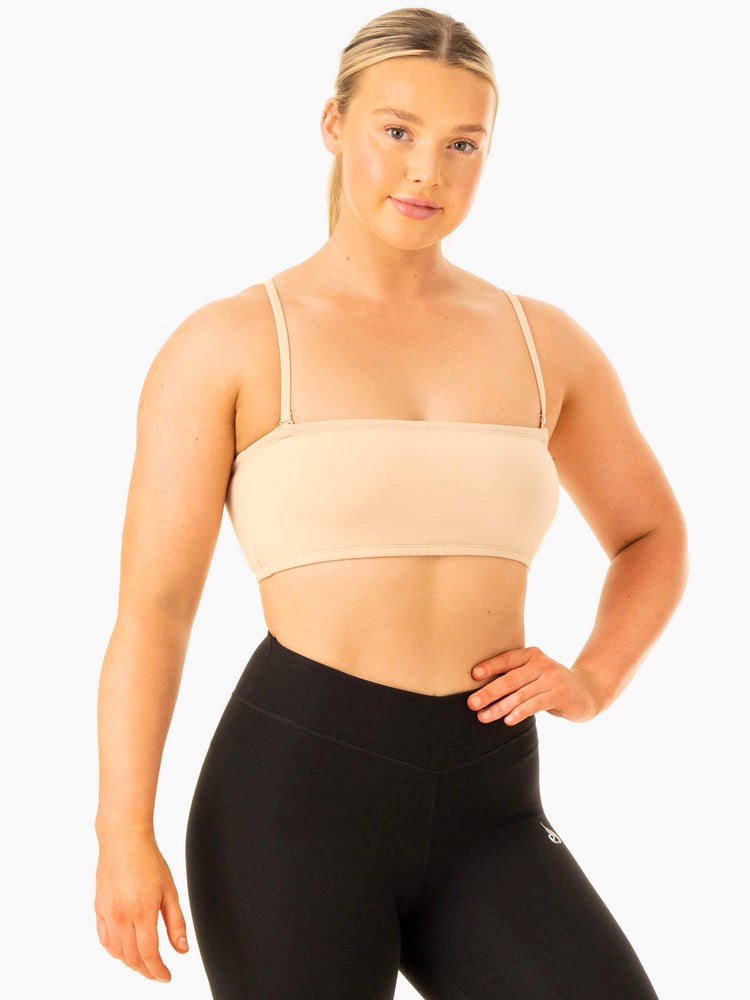 Ryderwear Convertible Bandeau Sports Bra Sand | BYDN-45806