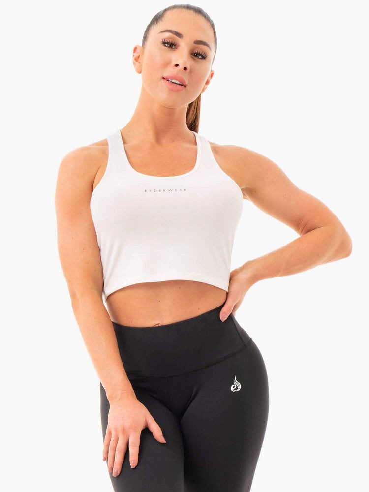 Ryderwear Cropped Racer Back Tank Bílé | FMEI-65810