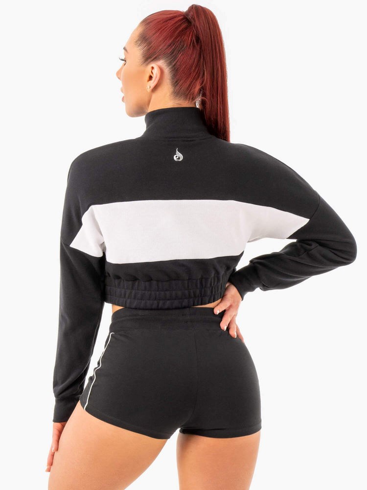 Ryderwear Cropped Track Jumper Černé | TUJM-19073