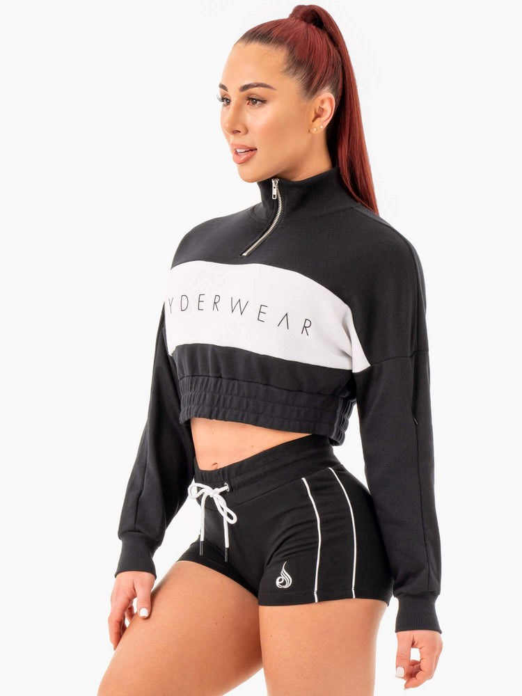 Ryderwear Cropped Track Jumper Černé | TUJM-19073