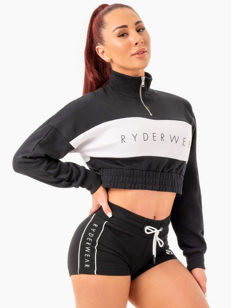 Ryderwear Cropped Track Jumper Černé | TUJM-19073