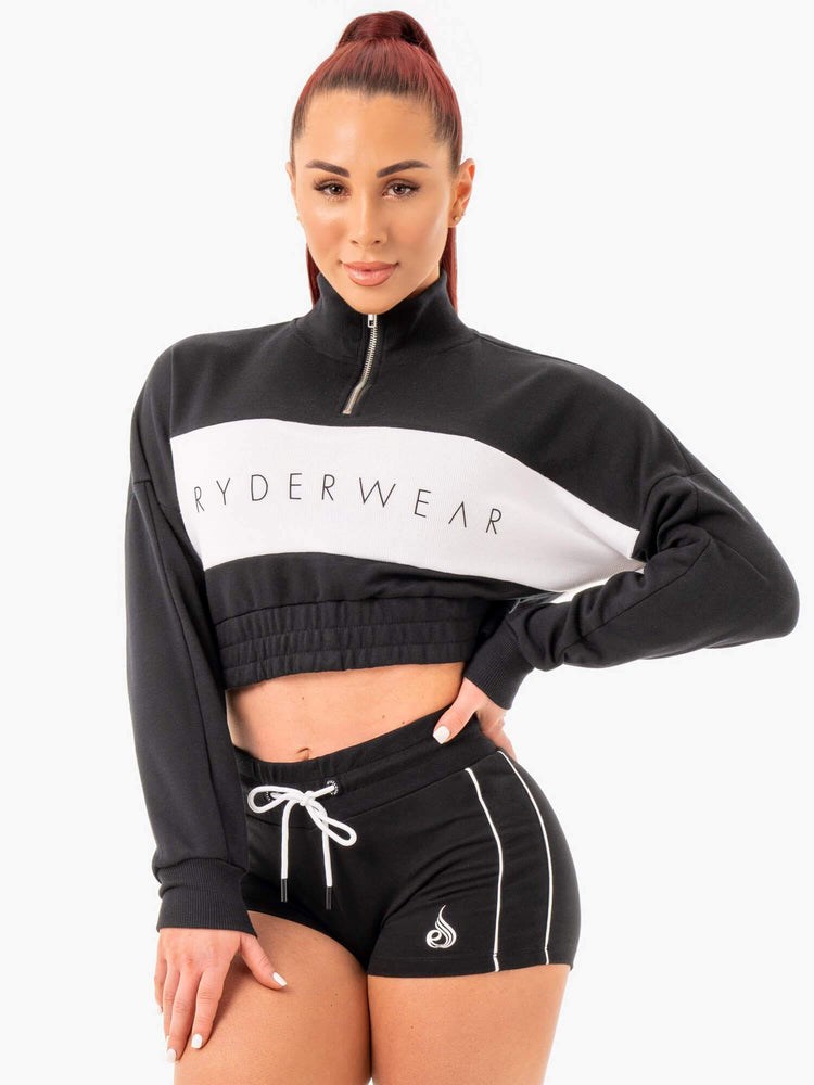 Ryderwear Cropped Track Jumper Černé | TUJM-19073