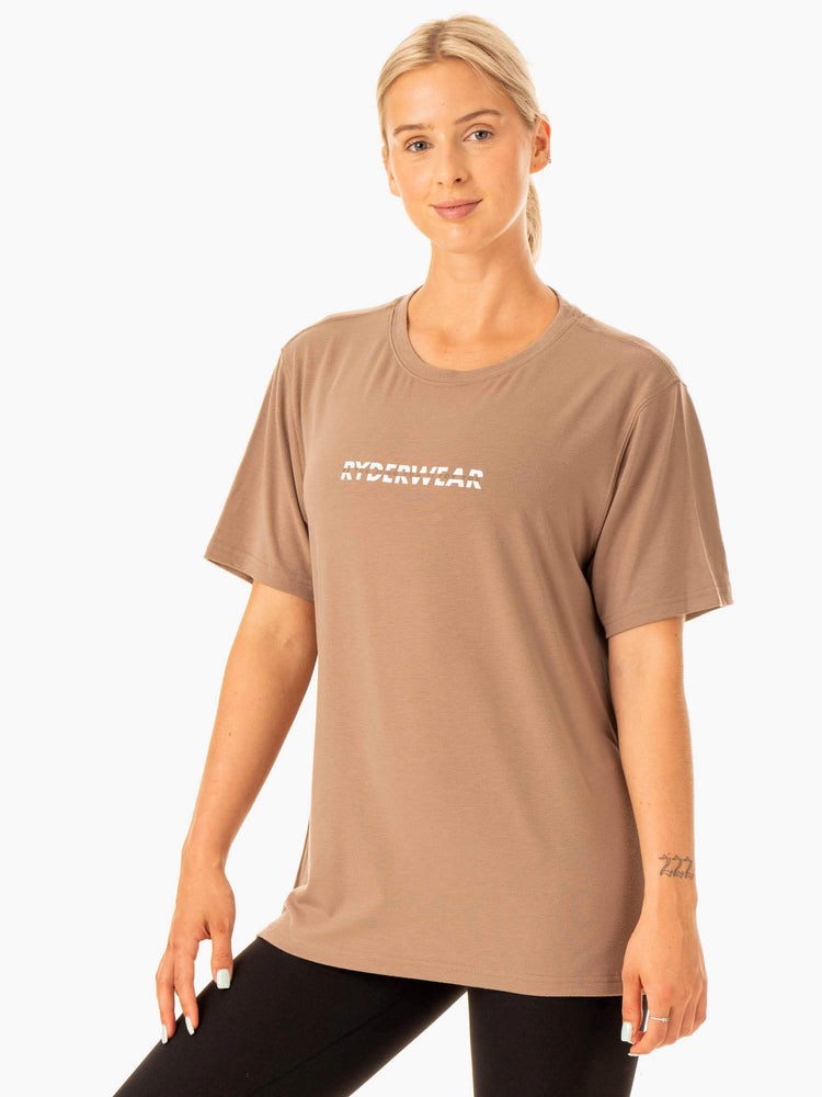 Ryderwear Edit Longline T-Shirt Latte | CVWR-39405