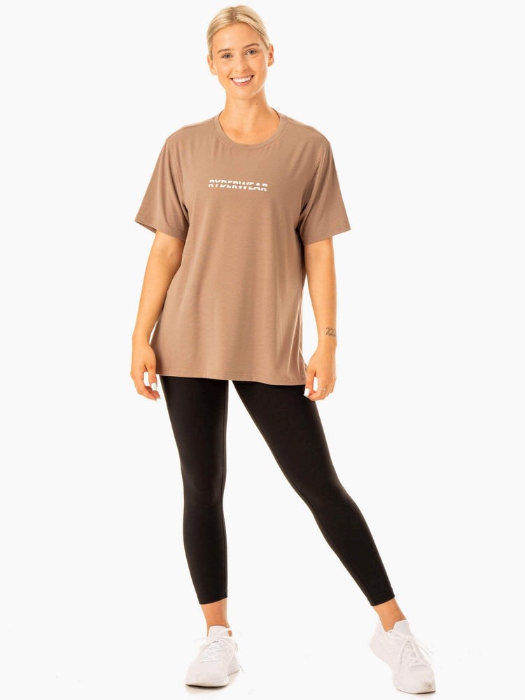 Ryderwear Edit Longline T-Shirt Latte | CVWR-39405