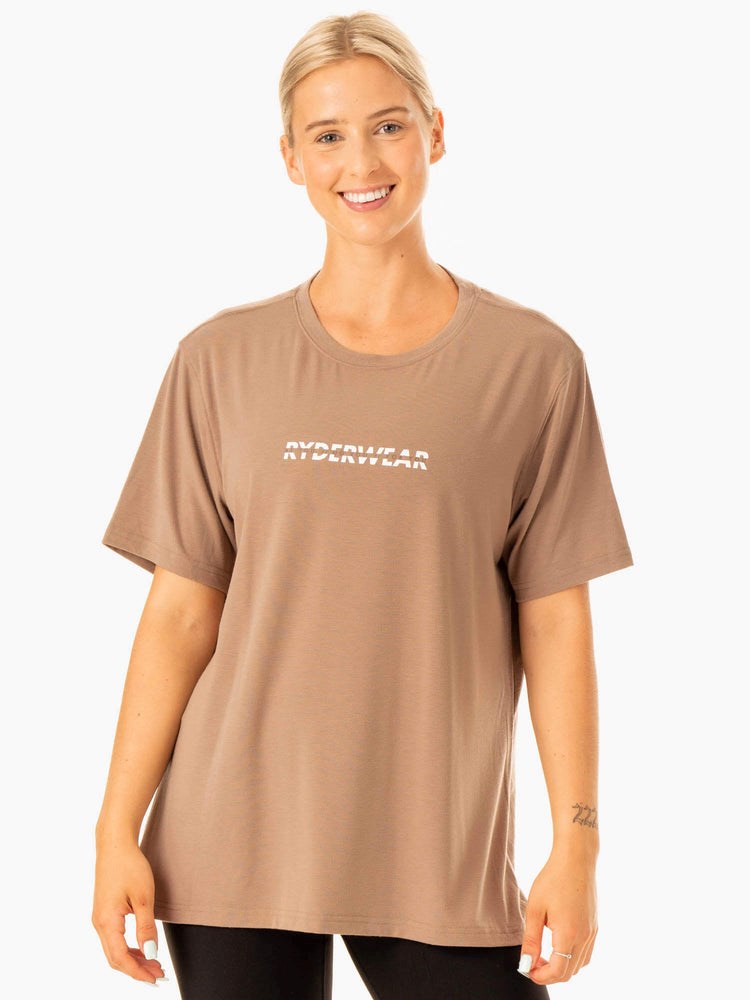 Ryderwear Edit Longline T-Shirt Latte | CVWR-39405