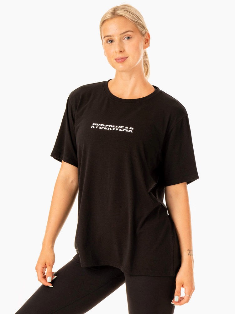 Ryderwear Edit Longline T-Shirt Černé | IHZQ-82754