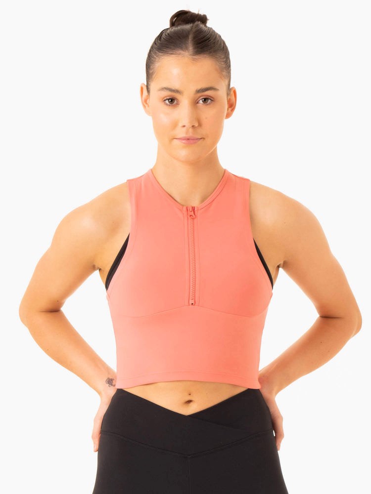 Ryderwear Embody Zip Up Crop Růžové Růžové | FSQP-21083