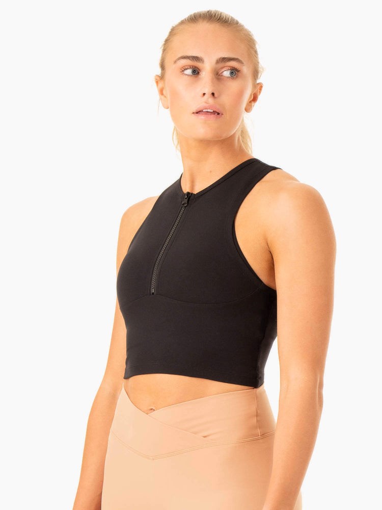 Ryderwear Embody Zip Up Crop Černé | ZOSY-83902