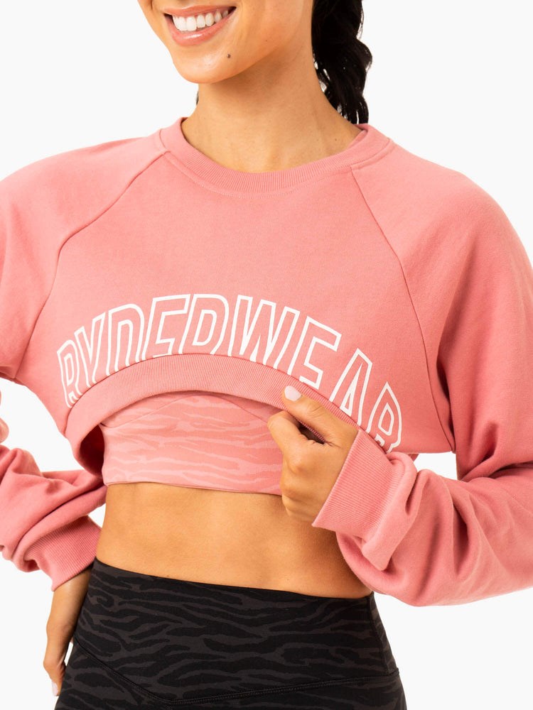 Ryderwear Emerge Super Crop Svetrové Růžové | JFWI-15794