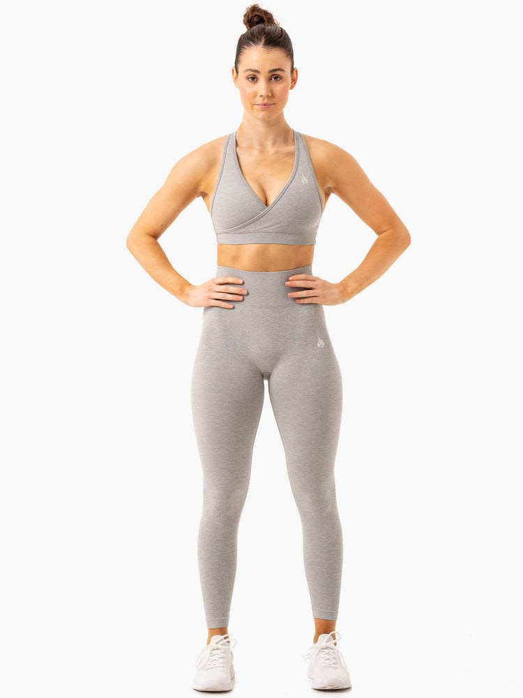 Ryderwear Essential Seamless Cross Over Sports Bra Světle Šedé | SKGX-51462