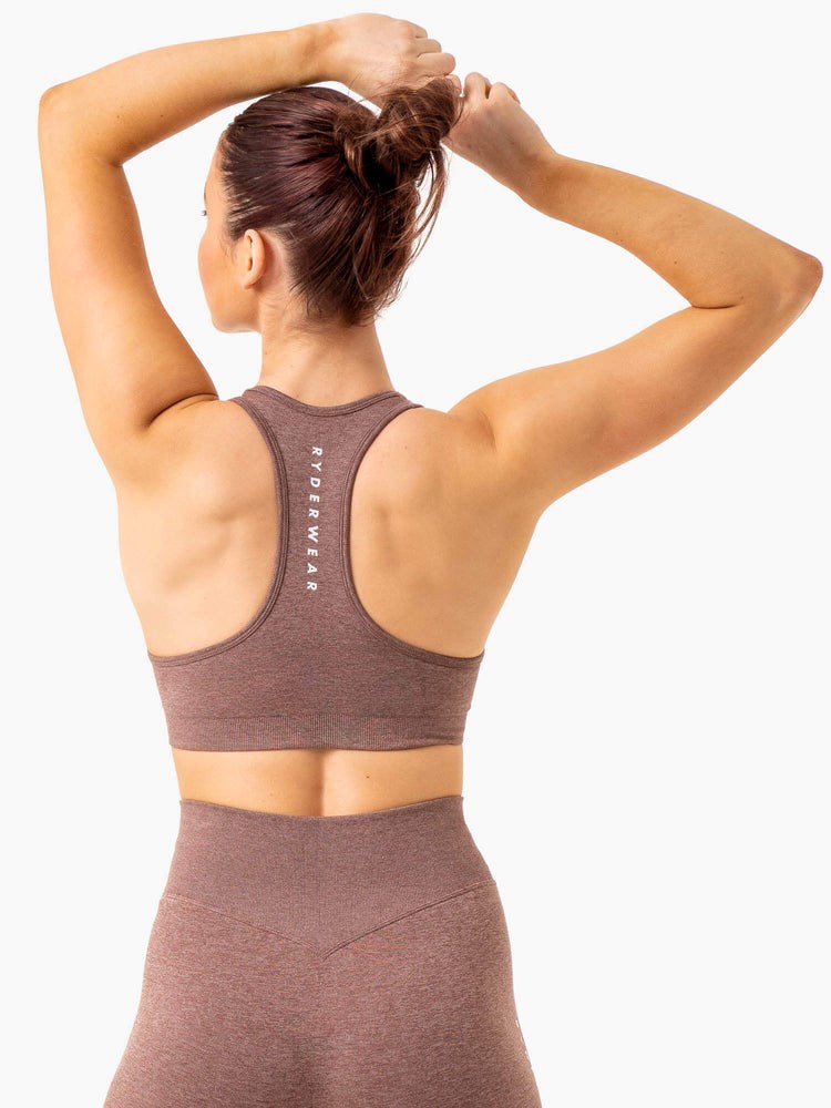 Ryderwear Essential Seamless Cross Over Sports Bra Čokolády | WICV-03872