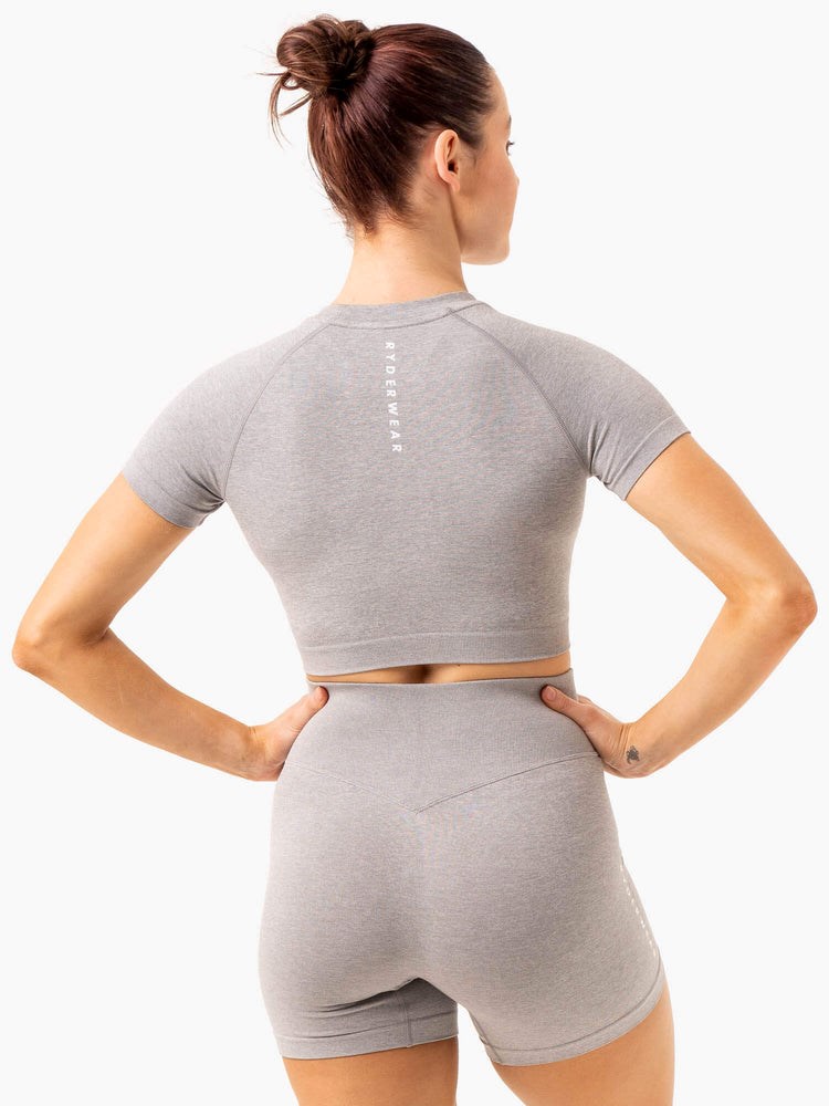 Ryderwear Essential Seamless Tee Světle Šedé | MLNJ-05341