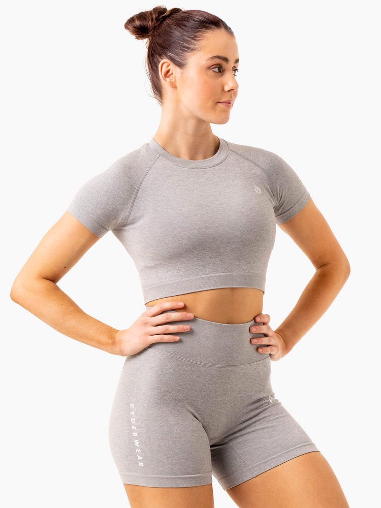 Ryderwear Essential Seamless Tee Světle Šedé | MLNJ-05341