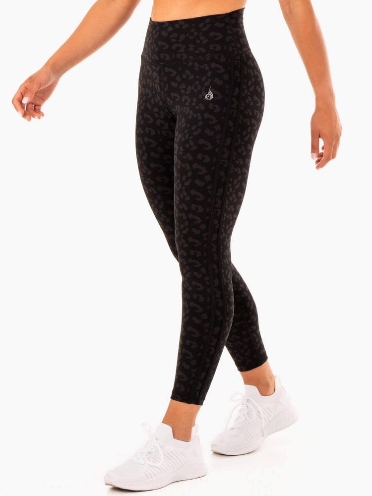 Ryderwear Evolution High Waisted Scrunch Leggings Černé Leopard | CVFW-50164