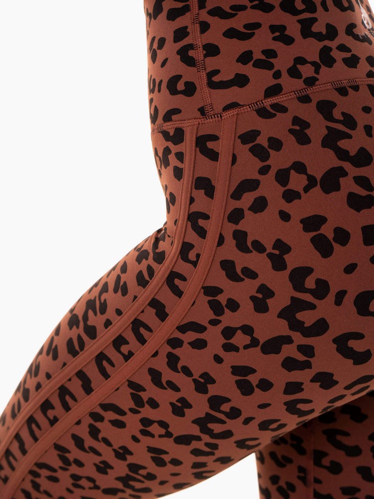 Ryderwear Evolution High Waisted Scrunch Leggings Čokolády Leopard | FTJQ-96014