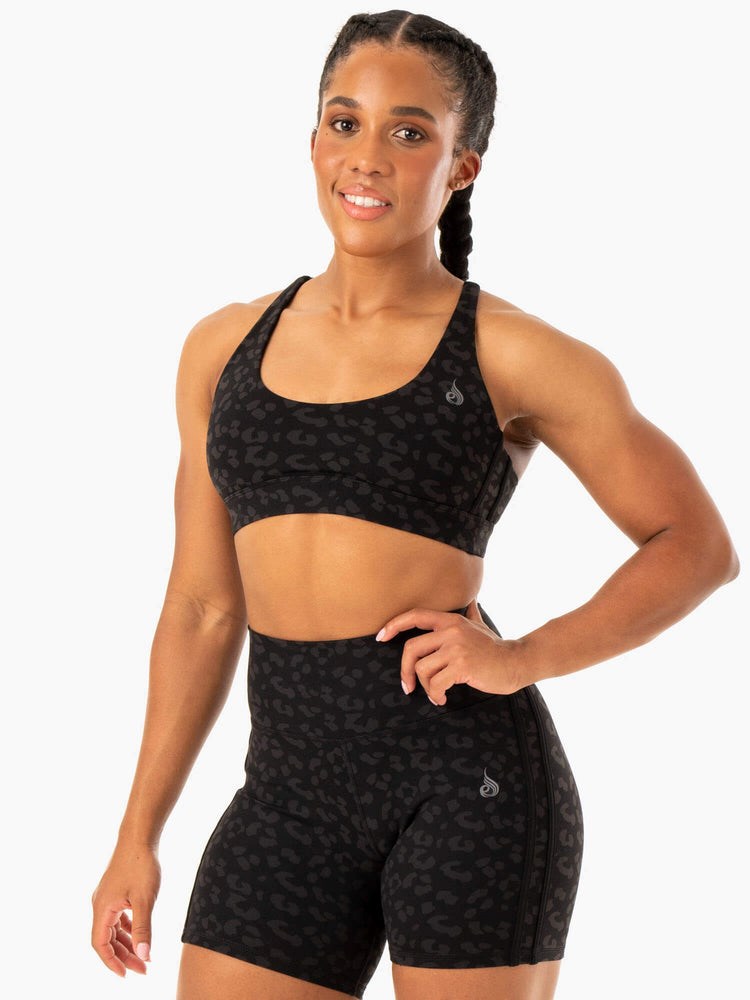 Ryderwear Evolution Sports Bra Černé Leopard | EPKM-54189