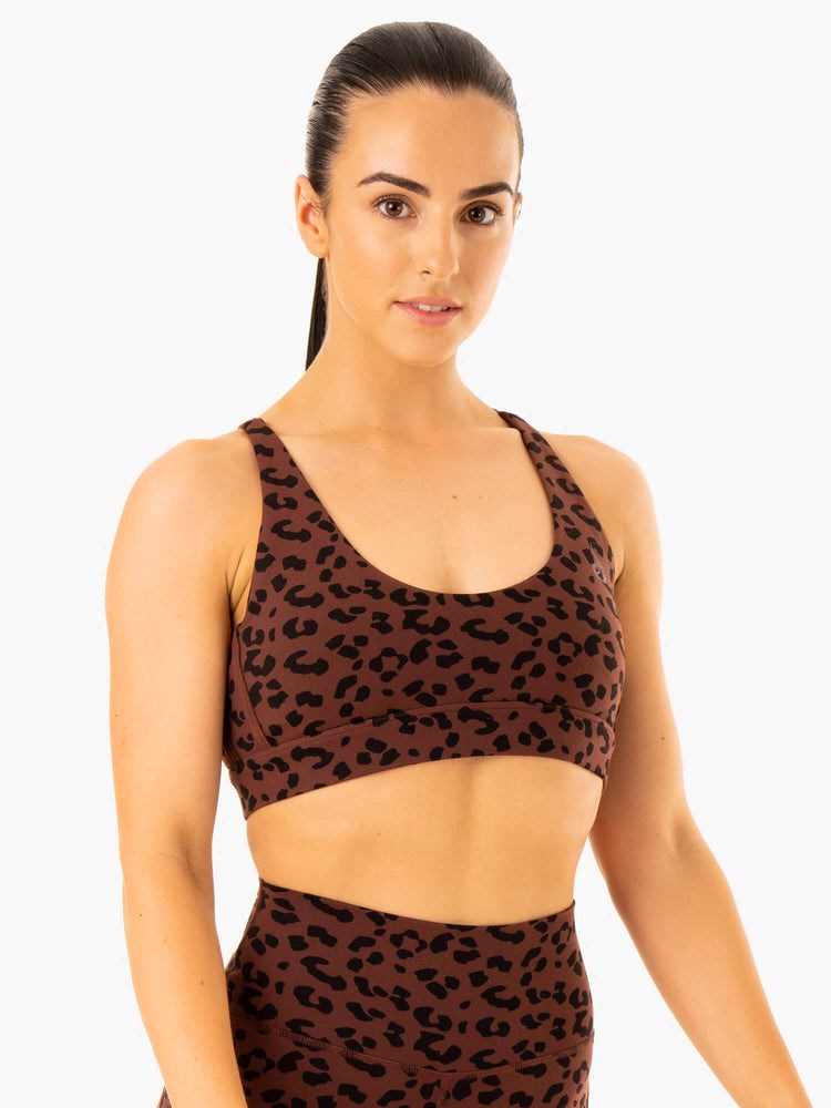 Ryderwear Evolution Sports Bra Čokolády Leopard | SMHJ-51928