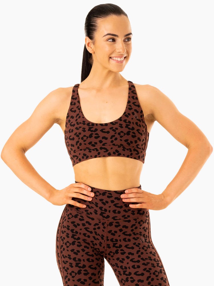 Ryderwear Evolution Sports Bra Čokolády Leopard | SMHJ-51928