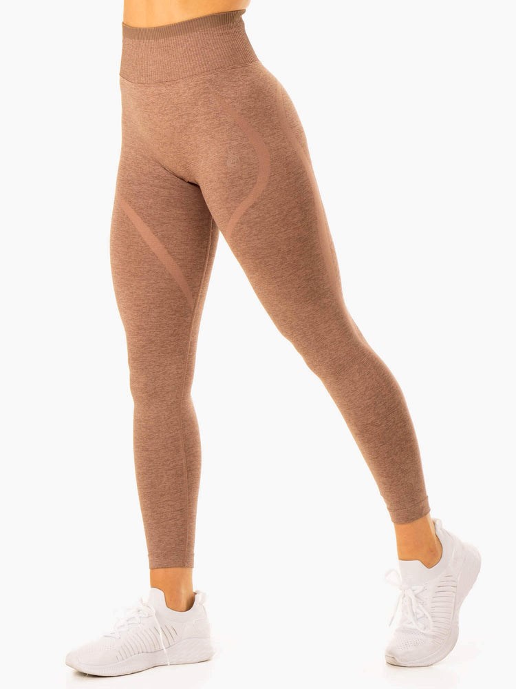 Ryderwear Excel Seamless High Waisted Leggings Mocha Marl | PYOZ-96731