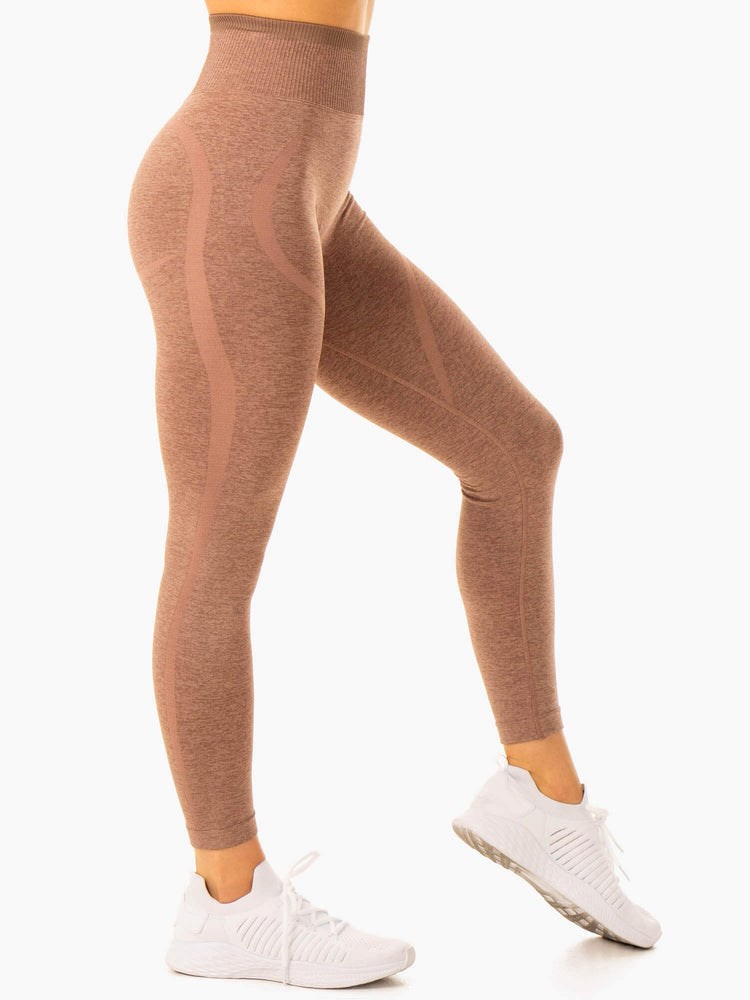 Ryderwear Excel Seamless High Waisted Leggings Mocha Marl | PYOZ-96731