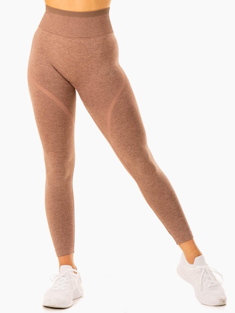 Ryderwear Excel Seamless High Waisted Leggings Mocha Marl | PYOZ-96731