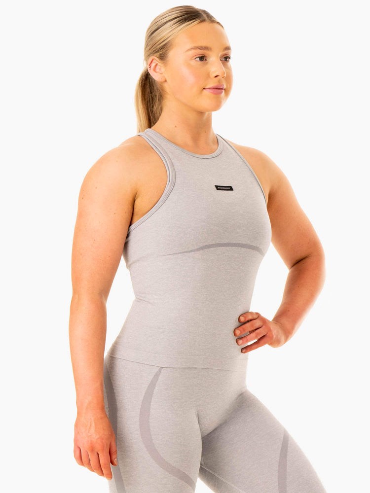 Ryderwear Excel Seamless Mid Length Tank Šedé | BKPA-50498