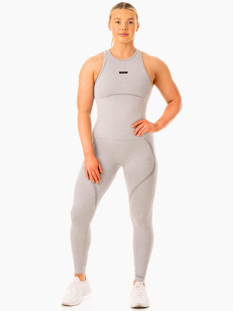 Ryderwear Excel Seamless Mid Length Tank Šedé | BKPA-50498