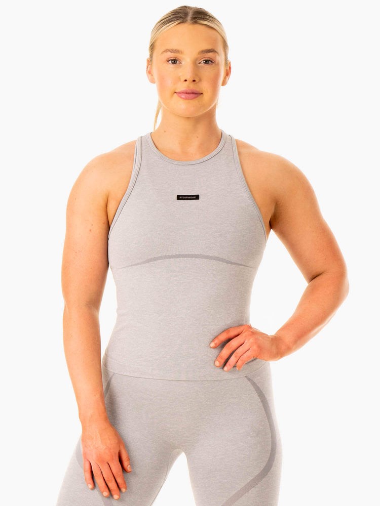 Ryderwear Excel Seamless Mid Length Tank Šedé | BKPA-50498