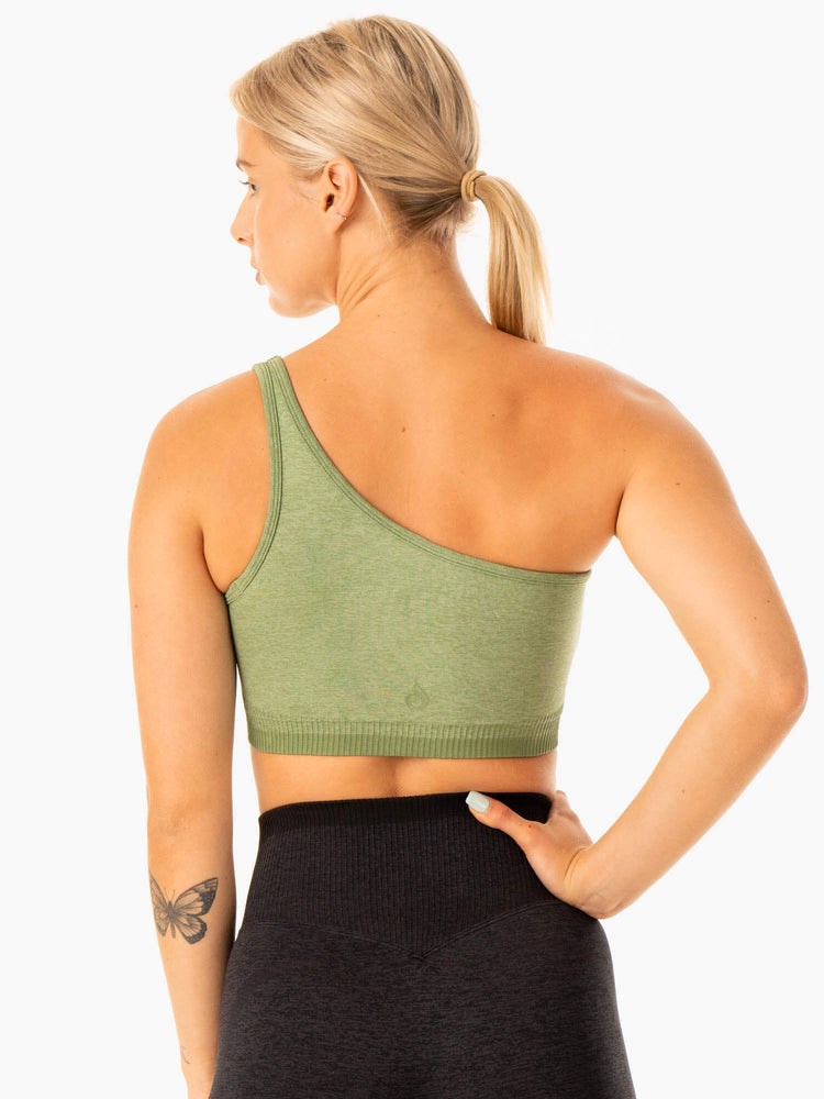 Ryderwear Excel Seamless One Shoulder Sports Bra Zelene | AONV-69328