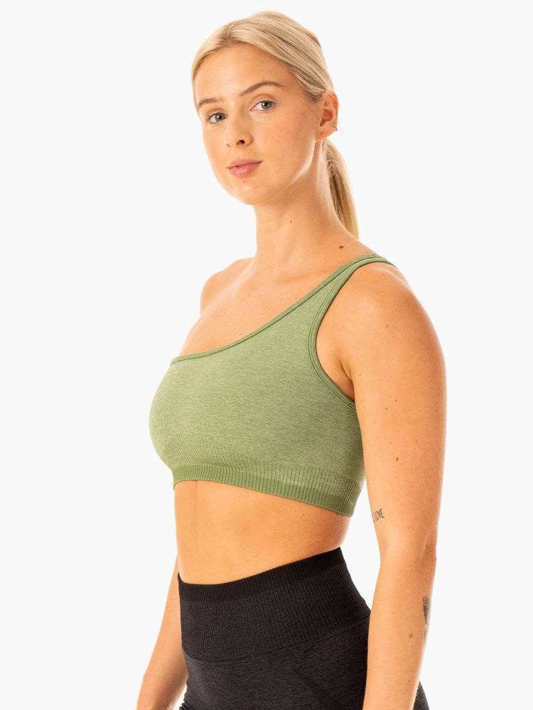 Ryderwear Excel Seamless One Shoulder Sports Bra Zelene | AONV-69328