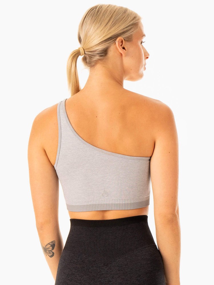 Ryderwear Excel Seamless One Shoulder Sports Bra Šedé | BUVT-82075