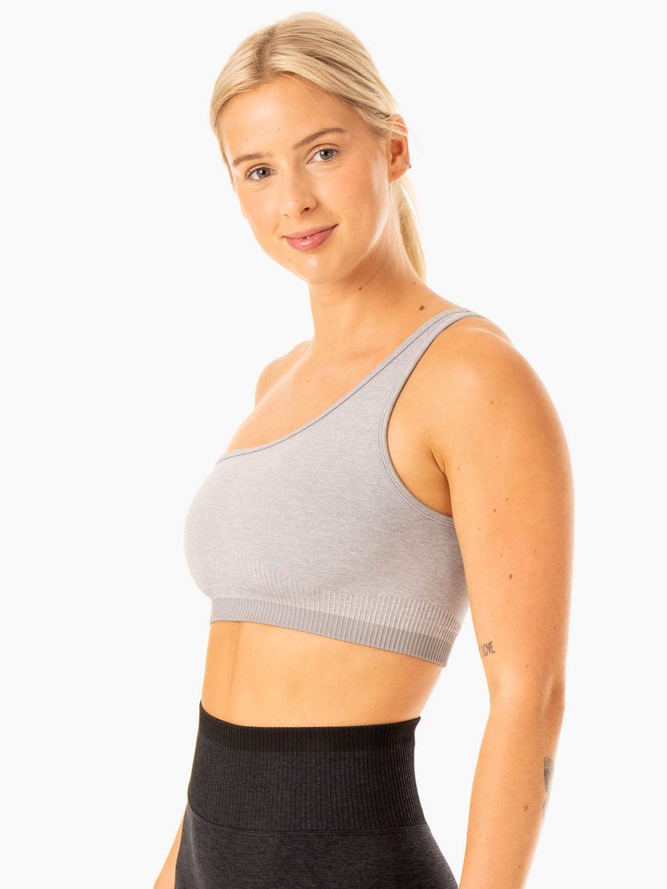 Ryderwear Excel Seamless One Shoulder Sports Bra Šedé | BUVT-82075