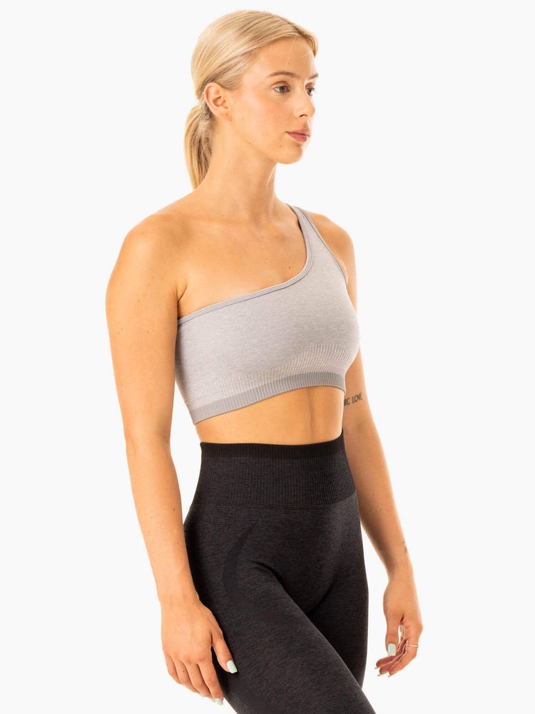 Ryderwear Excel Seamless One Shoulder Sports Bra Šedé | BUVT-82075