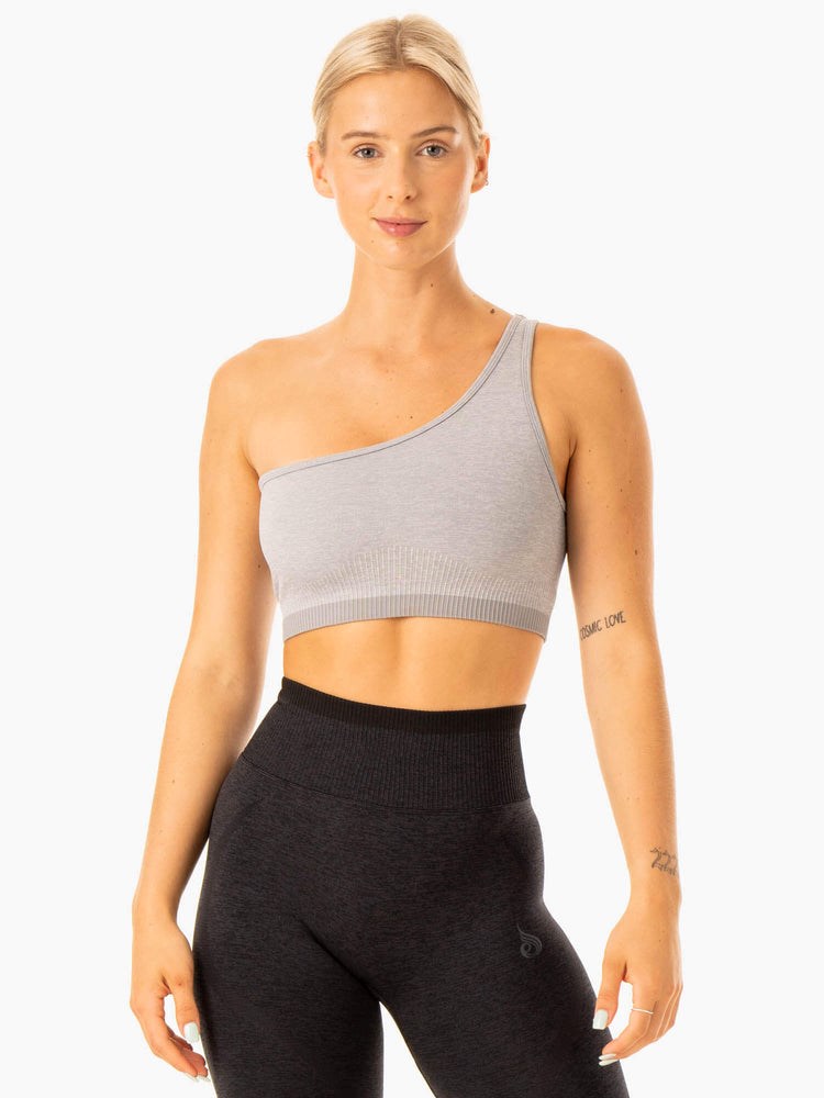 Ryderwear Excel Seamless One Shoulder Sports Bra Šedé | BUVT-82075