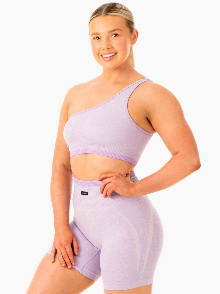 Ryderwear Excel Seamless One Shoulder Sports Bra Levandule | OYHV-92567