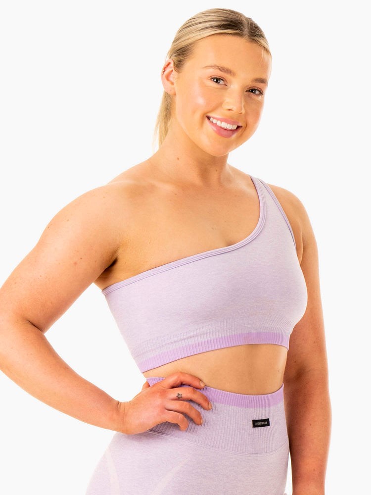 Ryderwear Excel Seamless One Shoulder Sports Bra Levandule | OYHV-92567