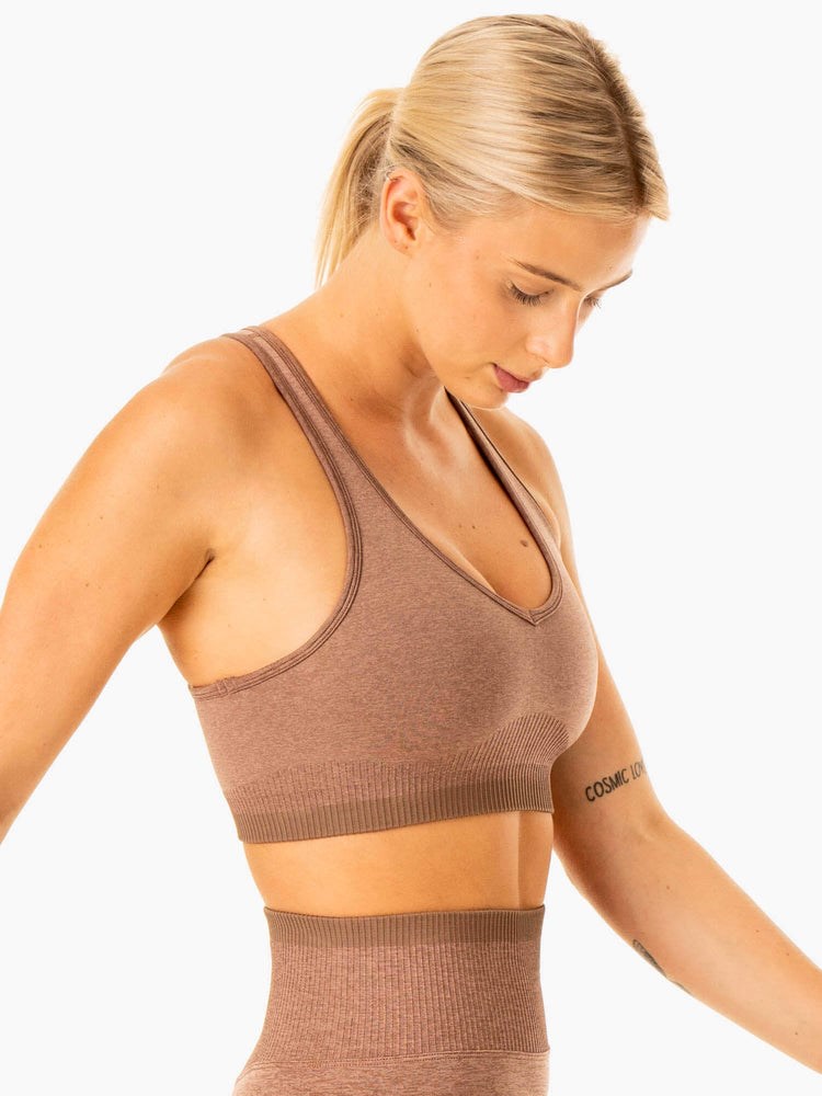 Ryderwear Excel Seamless Sports Bra Mocha Marl | DEKQ-26940