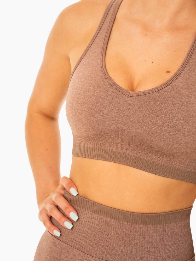 Ryderwear Excel Seamless Sports Bra Mocha Marl | DEKQ-26940