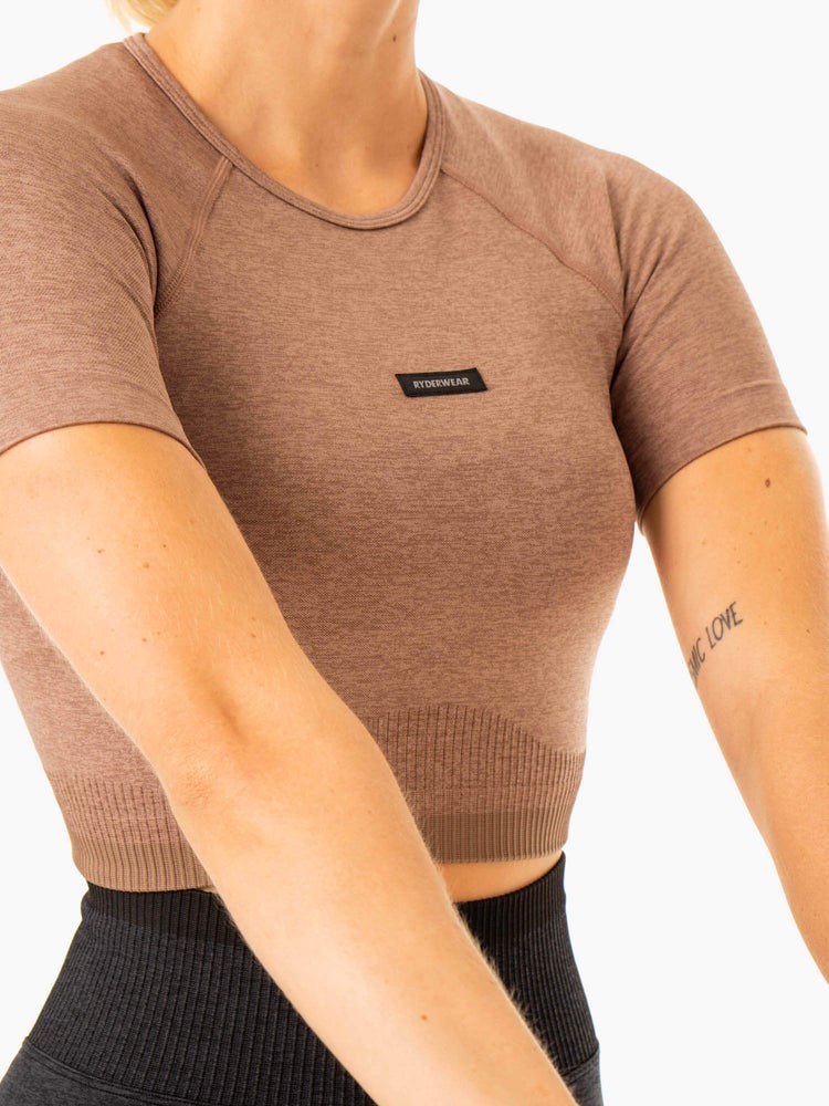 Ryderwear Excel Seamless T-Shirt Mocha Marl | QDJZ-30518